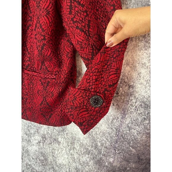 Coldwater Creek Jacket Women's W18 Red Jacquard Blazer Elegant Old Money Luxury - Picture 5 of 16